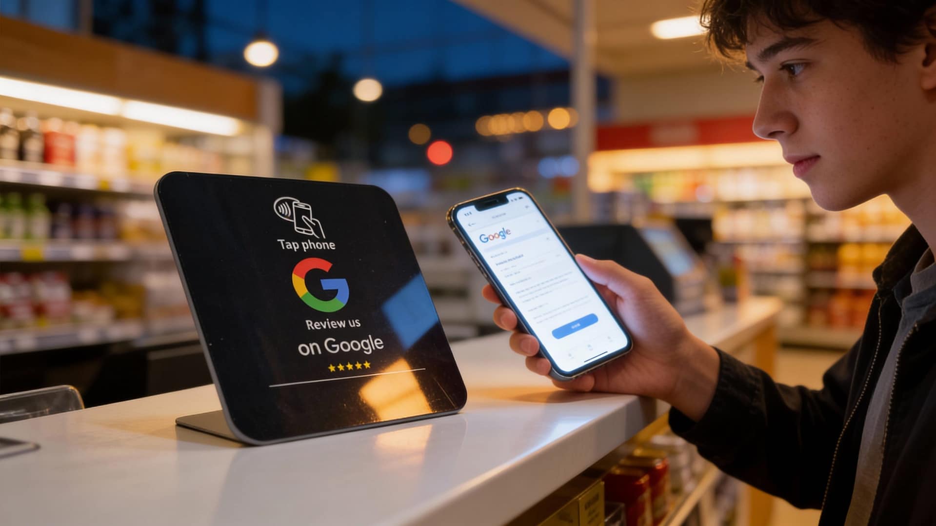 Card NFC Google Review din Acril 10×10 cm – Română/English