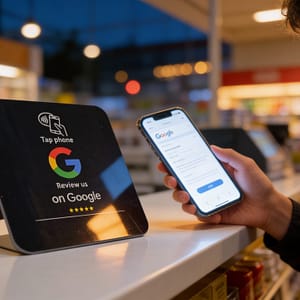 Card NFC Google Review din Acril 10×10 cm – Română/English